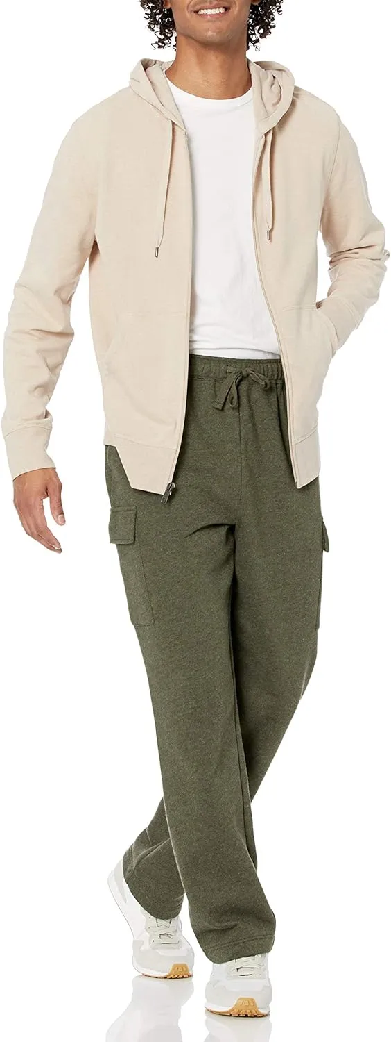 Amazon Essentials Men's Cargo Fleece Sweatpant with Open Hem