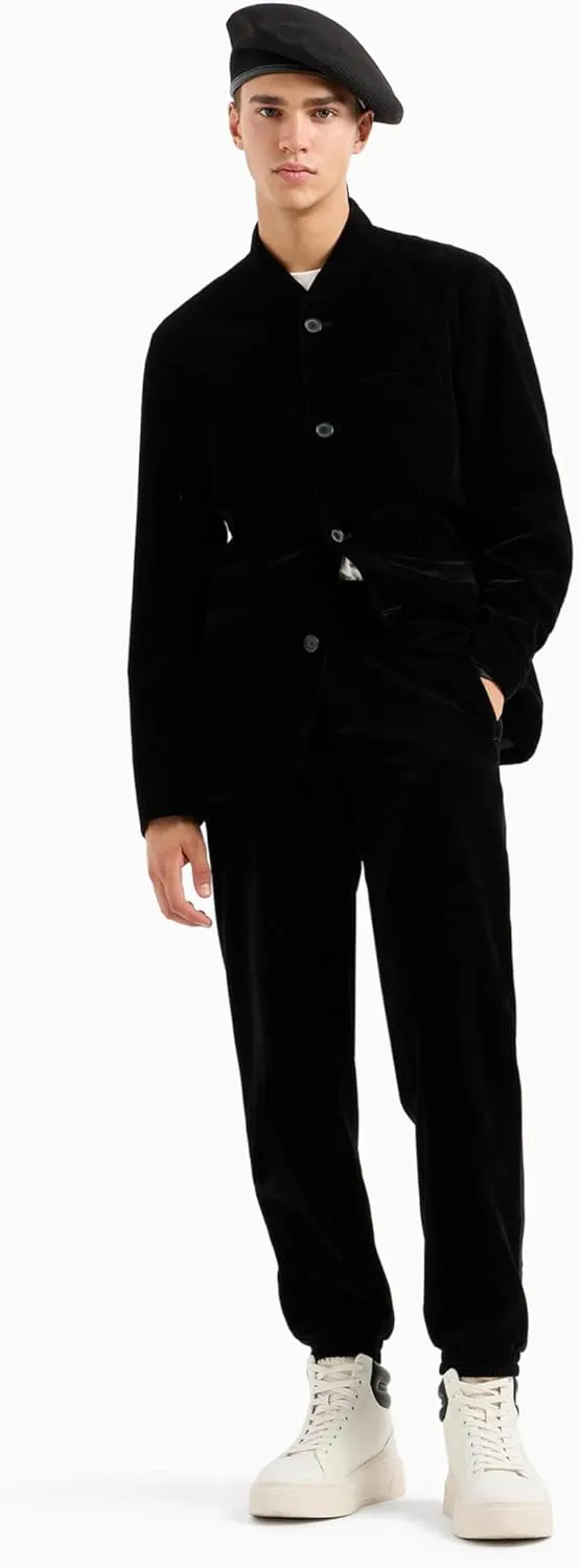 Armani Exchange Men's Big & Tall Velvet Button Up Blazer Jacket