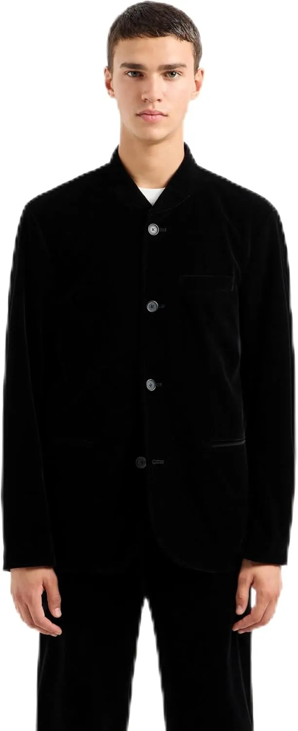 Armani Exchange Men's Big & Tall Velvet Button Up Blazer Jacket