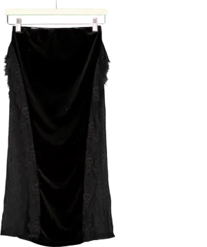 ASOS Velvet Midi Skirt With Lace Inserts In Black UK 8