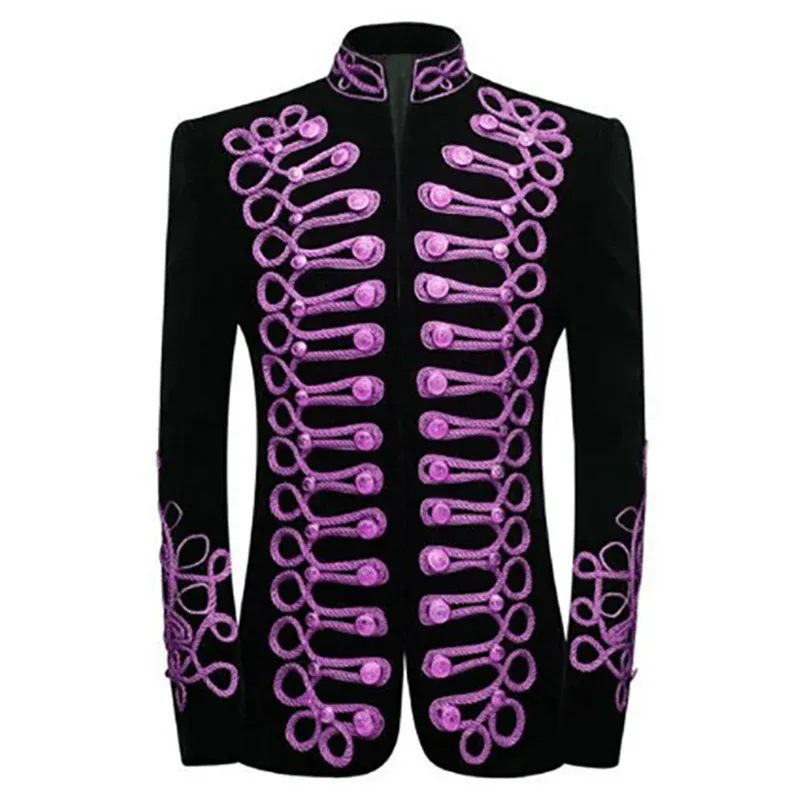 Black Gold Embroidery Velvet Blazer