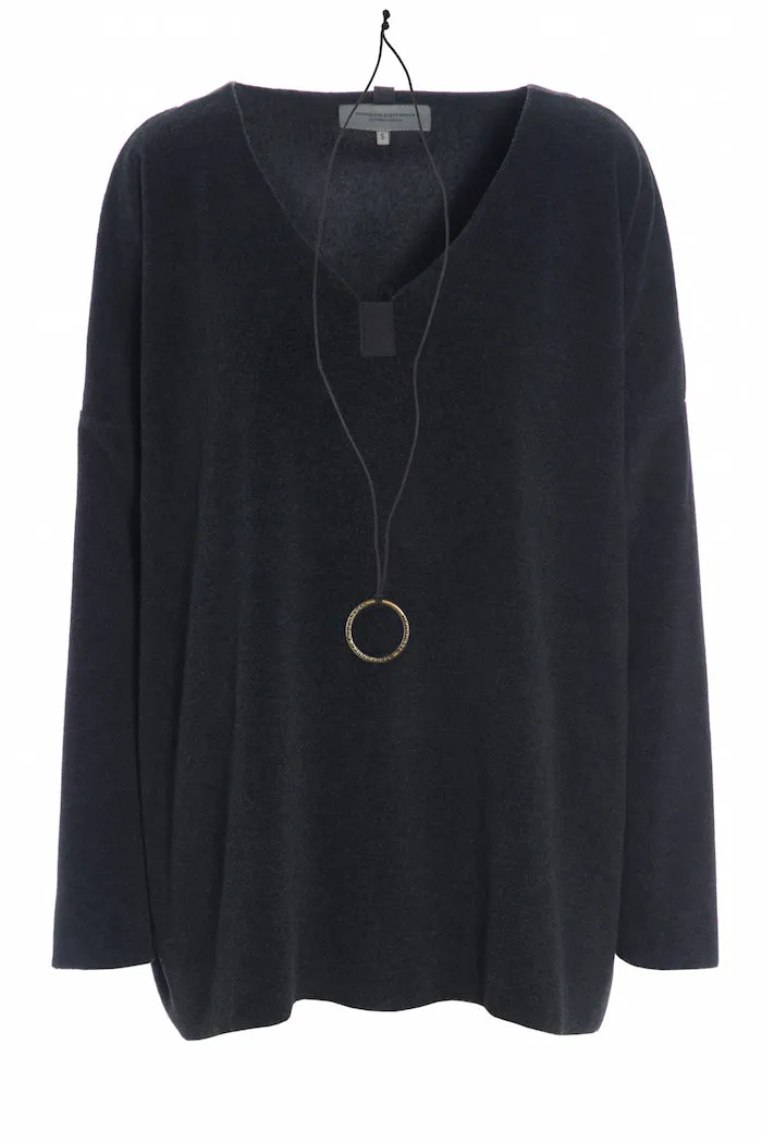 BLOUSE V-NECK - 1336 - SOFT BLACK