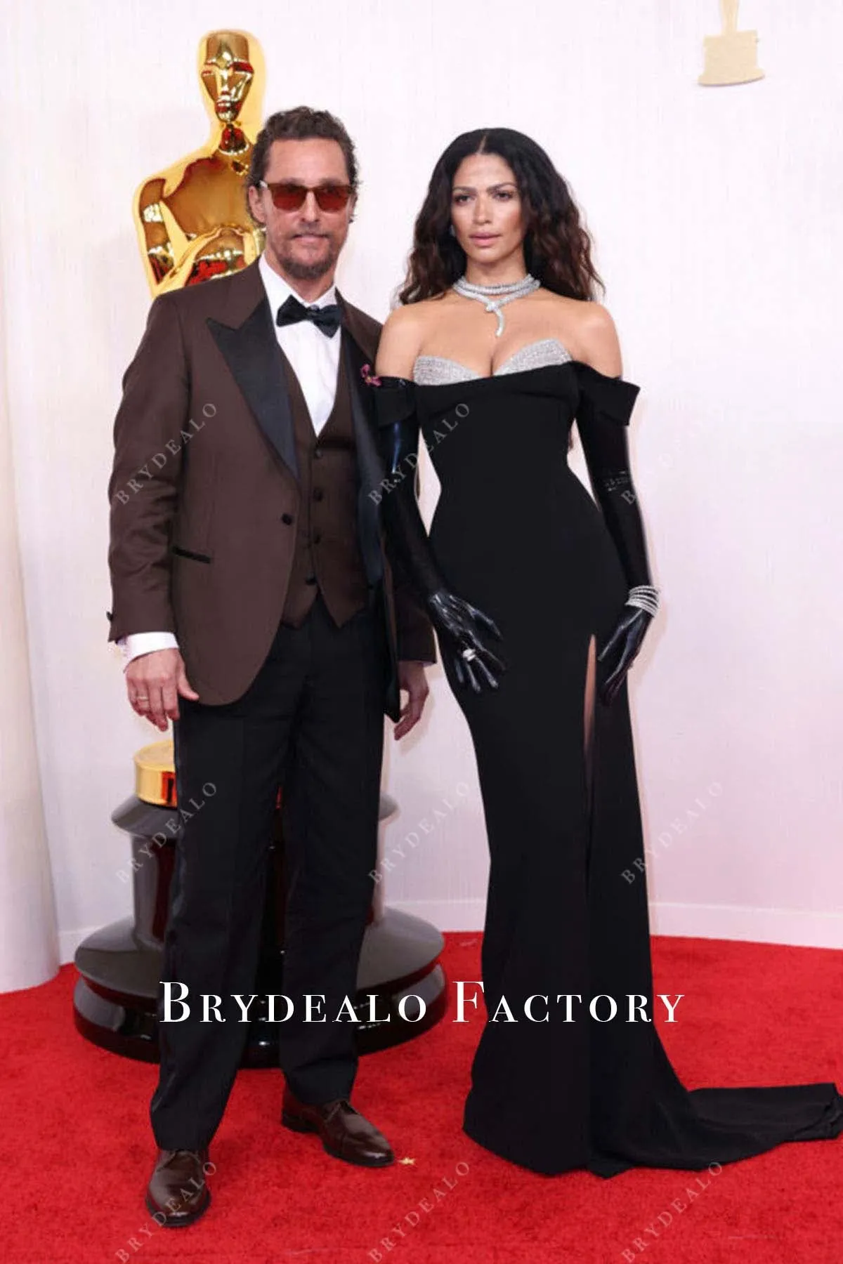 Camila Alves 2024 Oscars Red Carpet Strapless Black Dress