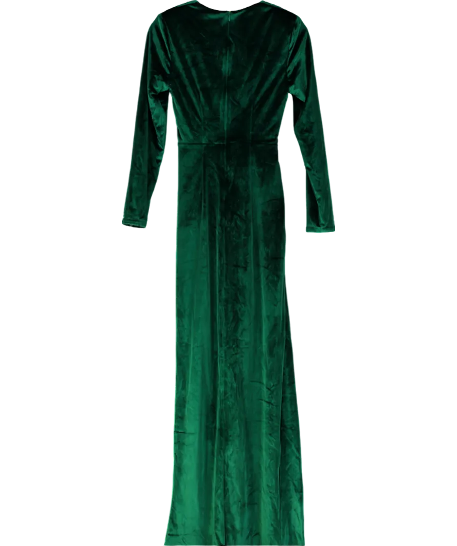 Club L Fay Bottle Green Velvet Corset Style Knot Maxi Dress UK 10