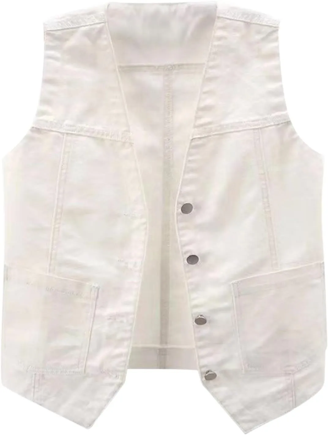 Denim Jacket for Women Plus Size Fashion 2024 Sleeveless Jean Vest Trendy Casual V Neck Button Down Jean Jacket Coat