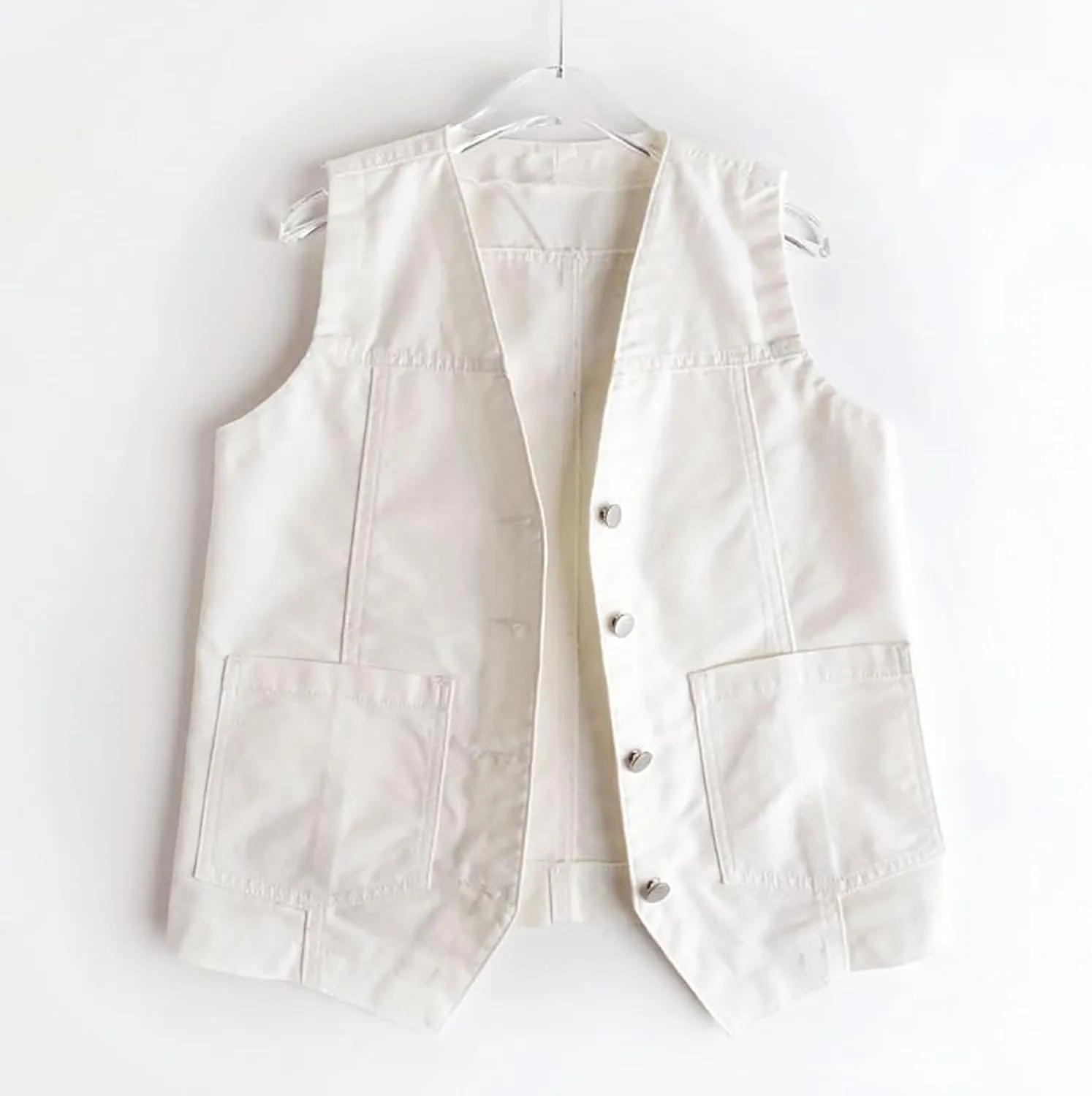 Denim Jacket for Women Plus Size Fashion 2024 Sleeveless Jean Vest Trendy Casual V Neck Button Down Jean Jacket Coat