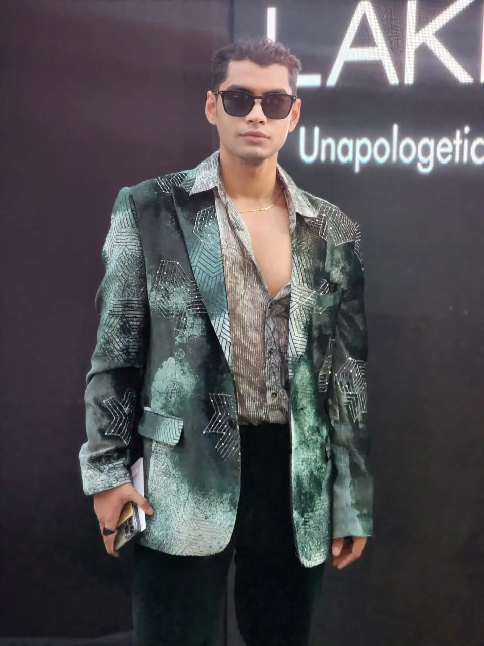 Embriodered Velvet Printed Blazer