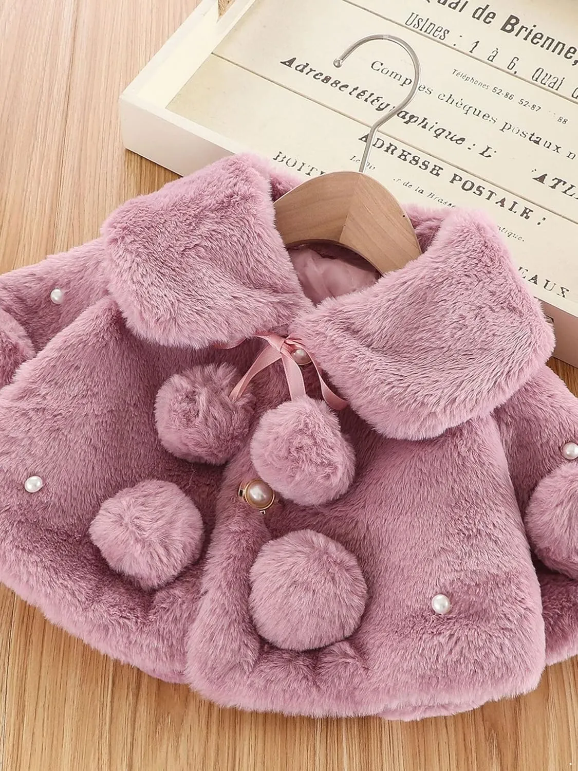 iiniim Toddler Baby Girls Faux Fur Coat Cloak Jacket Dress Cover Cape Poncho for Wedding Birthday Winter Warm Outerwear