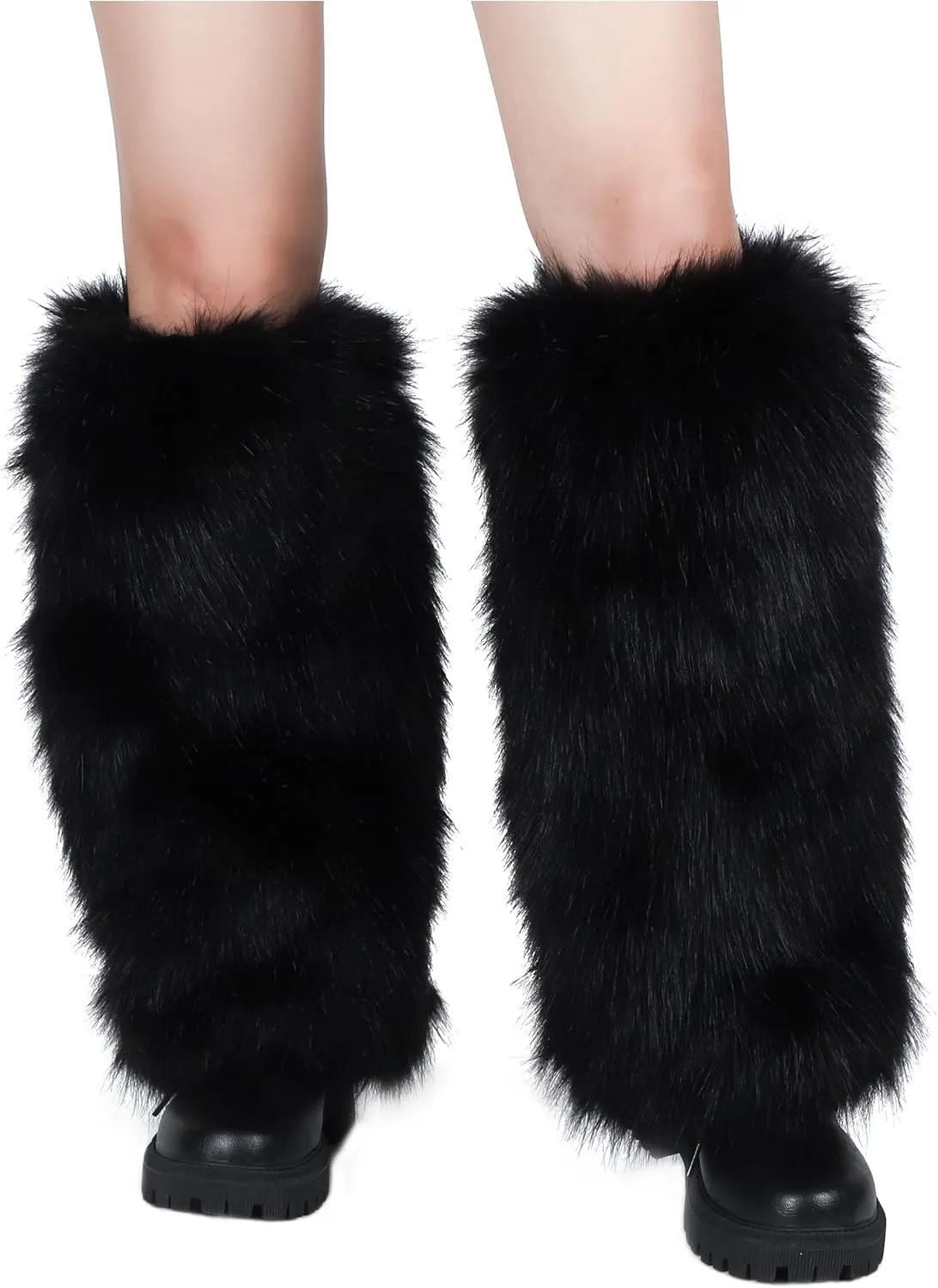 LA CARRIE Women Faux Fur Leg Warmers Long Furry Leg Foot Cuffs Girls Winter Boot Socks
