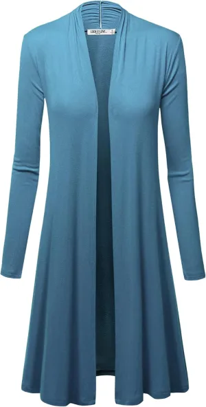 Lock and Love Women's Long Cardigan  Fall Casual Draped Open Front Lightweight Duster with Long Sleeves