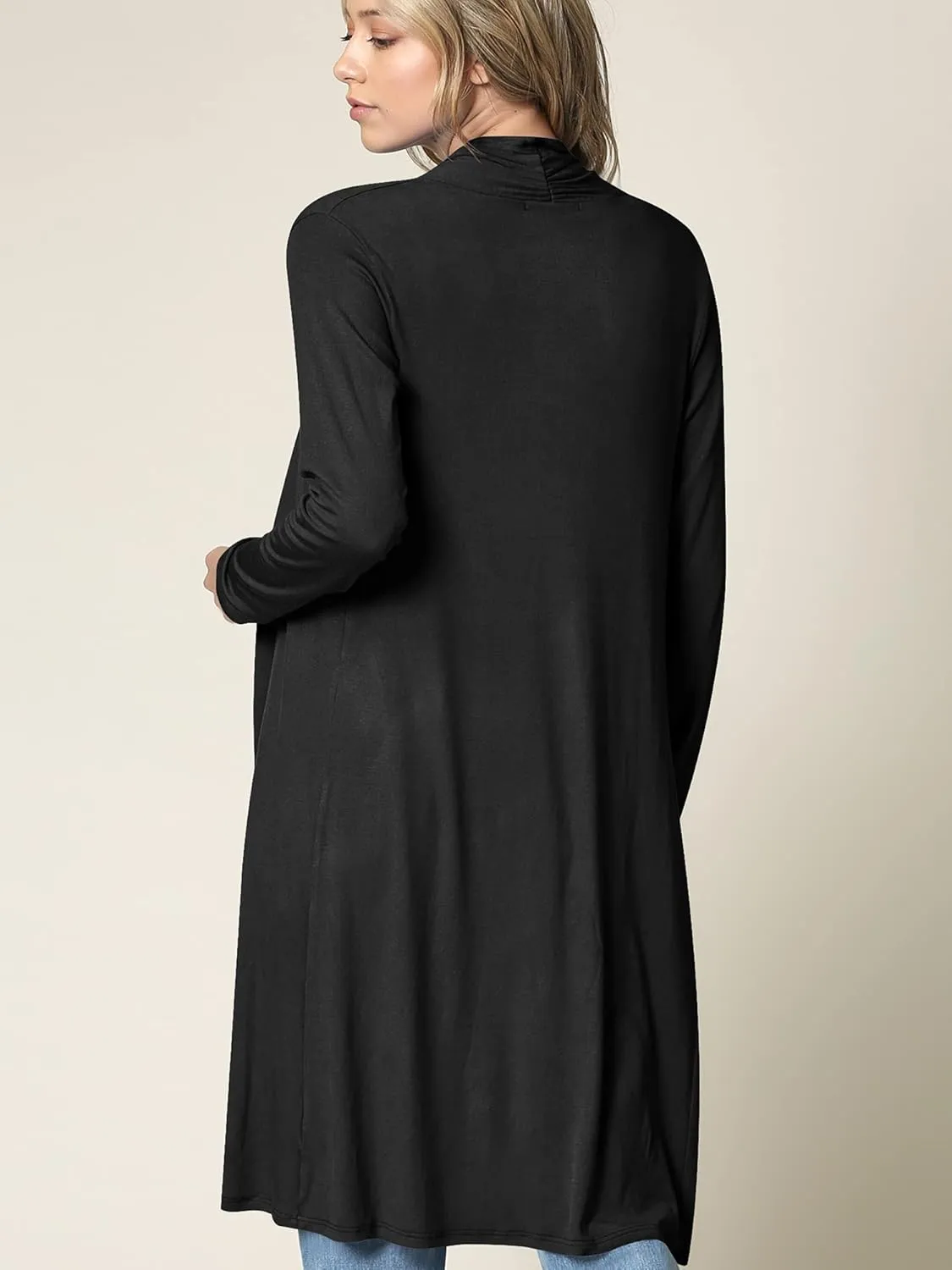 Lock and Love Women's Long Cardigan  Fall Casual Draped Open Front Lightweight Duster with Long Sleeves