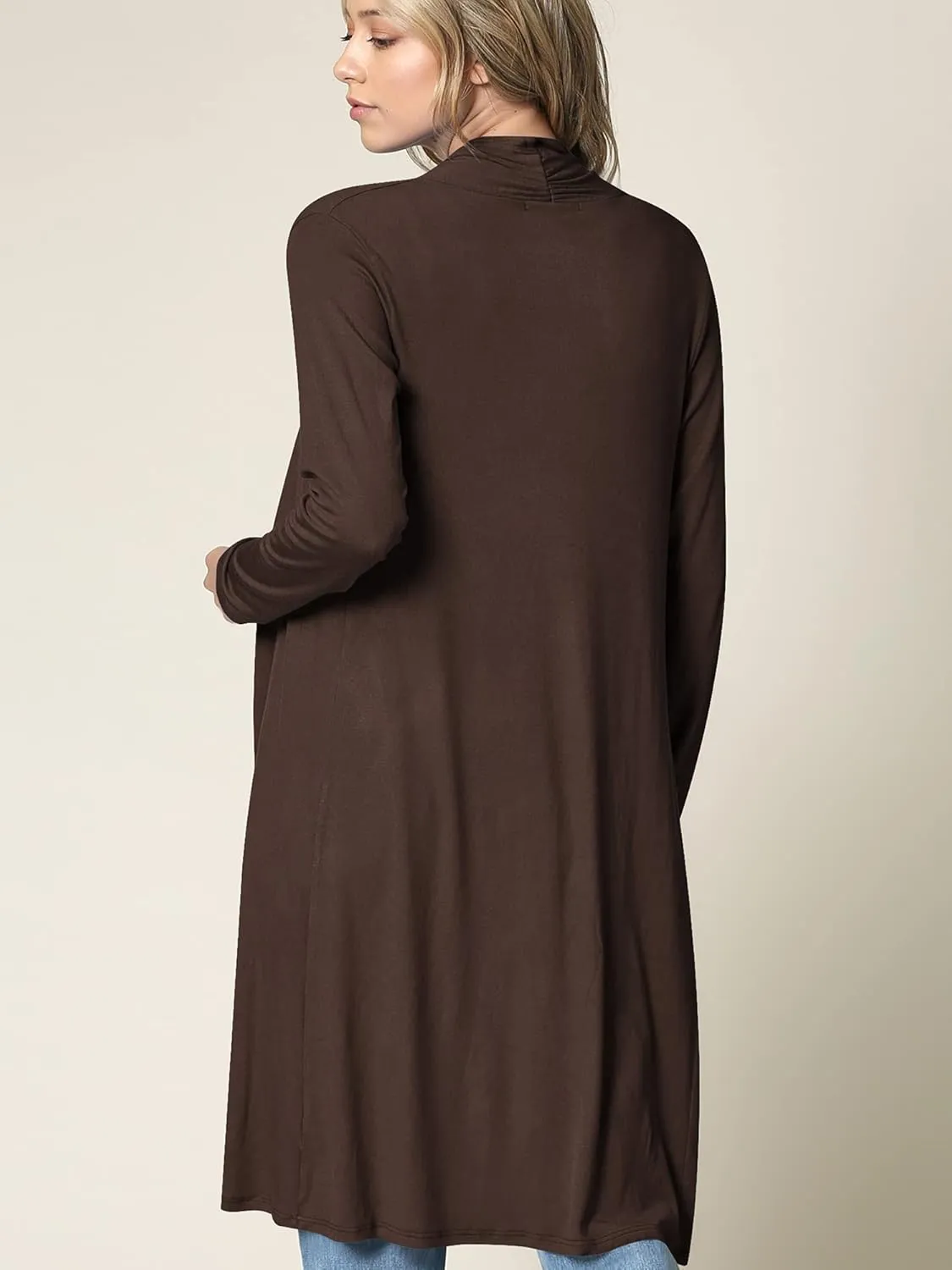 Lock and Love Women's Long Cardigan  Fall Casual Draped Open Front Lightweight Duster with Long Sleeves