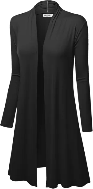 Lock and Love Women's Long Cardigan  Fall Casual Draped Open Front Lightweight Duster with Long Sleeves