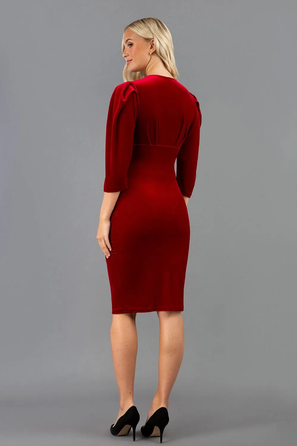 Marianne Velvet Velour V neck Dress