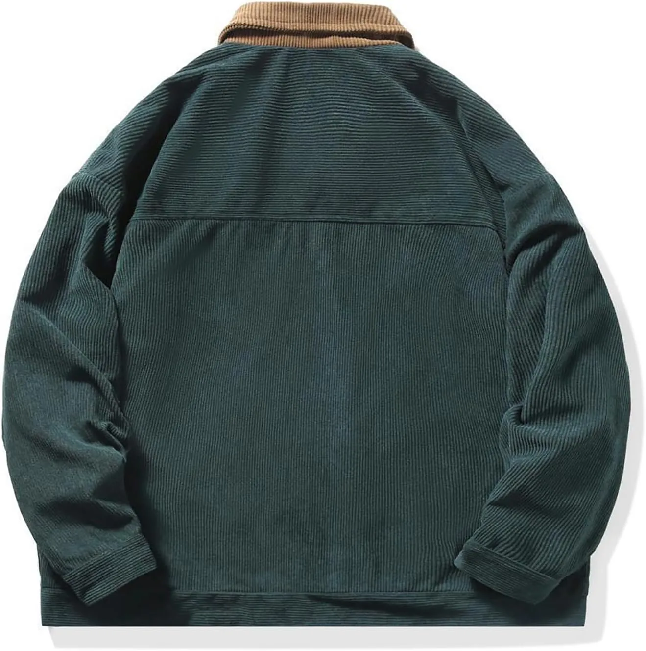 Mens Zip Up Western Corduroy Jackets Lightweight Collar Bomber Jacket Retro Distressed Long Sleeve Textured Shackets