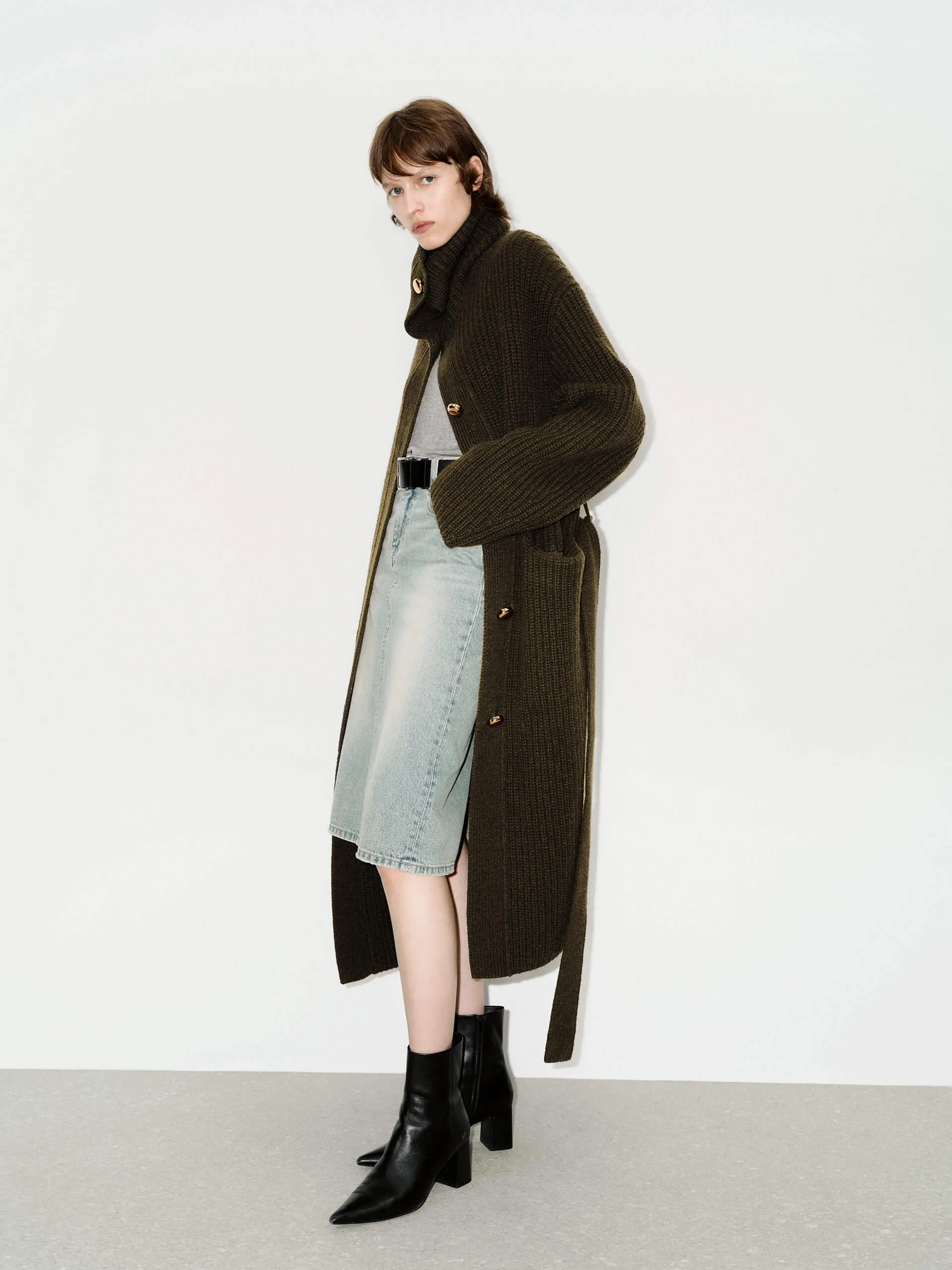 Metal Button Long Cardigan