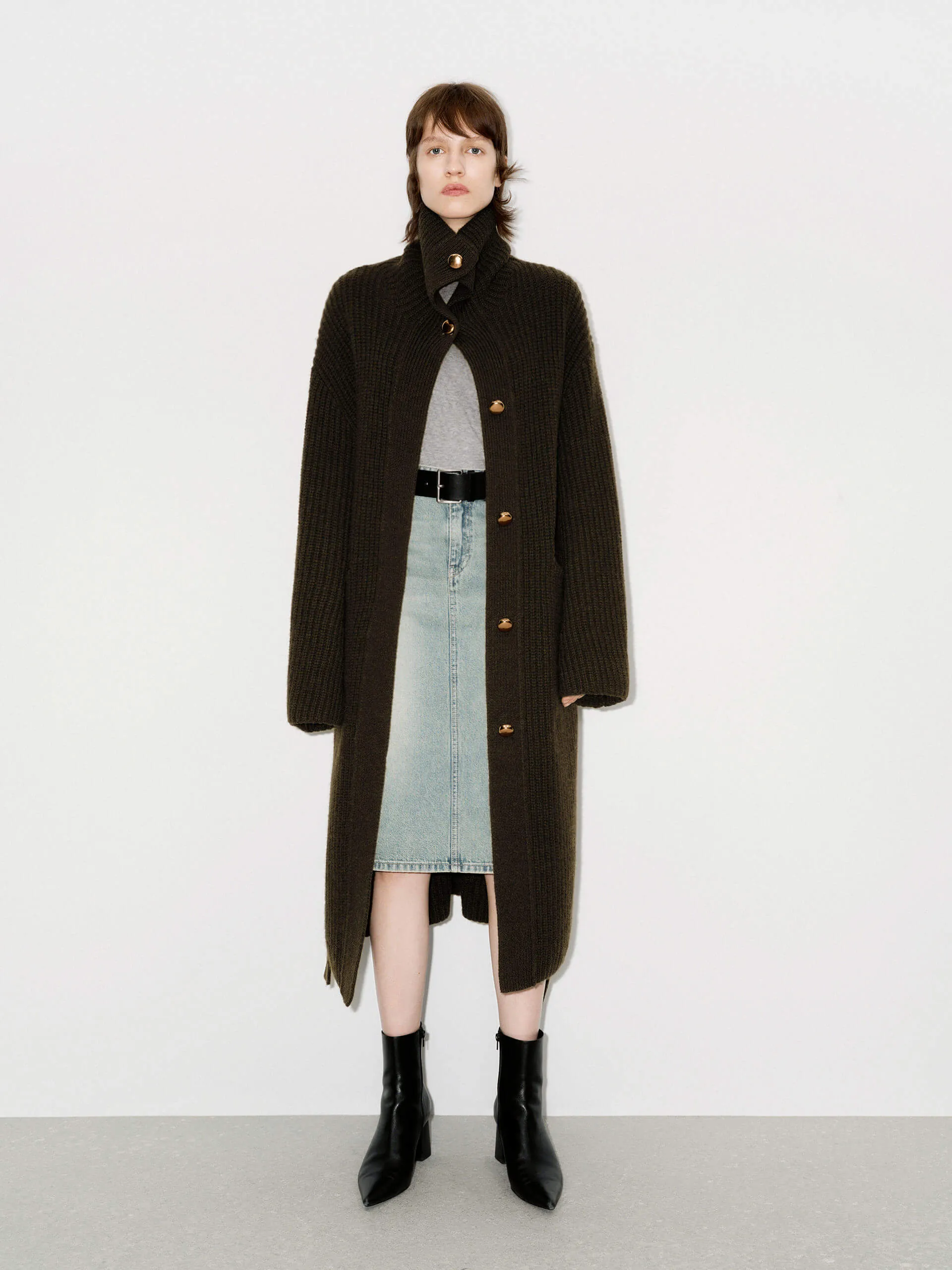 Metal Button Long Cardigan