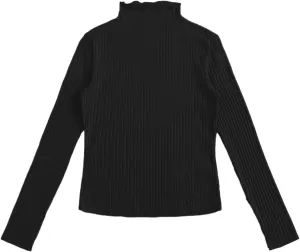 SweatyRocks Women's Casual High Neck Long Sleeve Ribbed Tee Slim Fit Stretch Striped Knit T Shirts