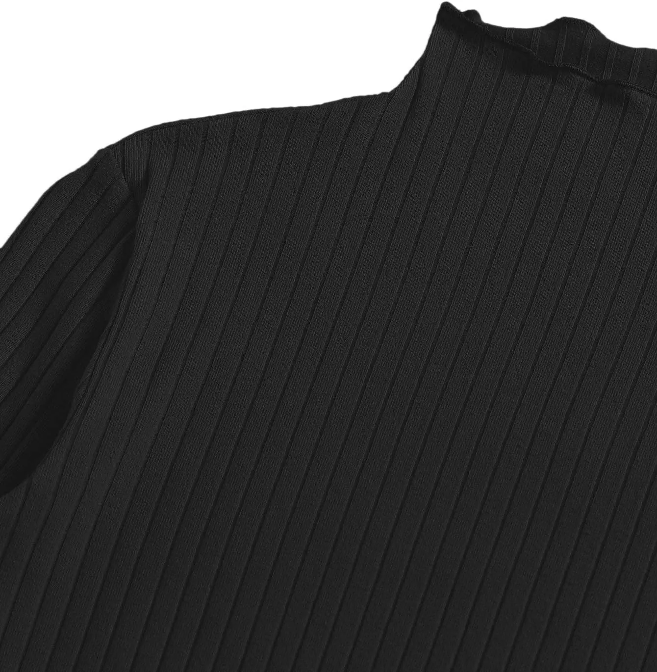 SweatyRocks Women's Casual High Neck Long Sleeve Ribbed Tee Slim Fit Stretch Striped Knit T Shirts