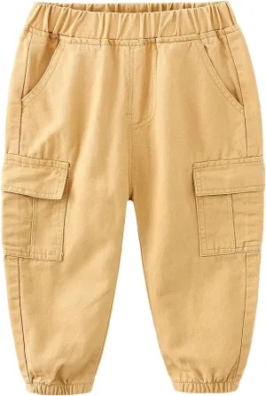 Toddler Boy Linen Pants Casual Basic Plain Soft Long Pants Kids Summer Fall Comfy Cotton Linen Elastic Trousers